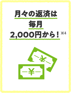 月々の返済は毎月2,000円から！