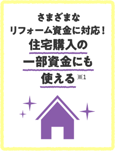 さまざまなリフォーム資金に対応！住宅購入の一部資金にも使える